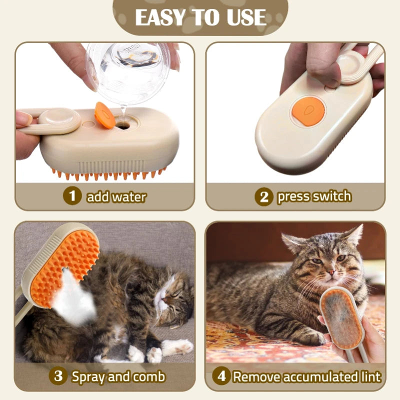 Brosse Vapeur Électrique pour Chat & Chien — Gant Nettoyant Anti-Poils